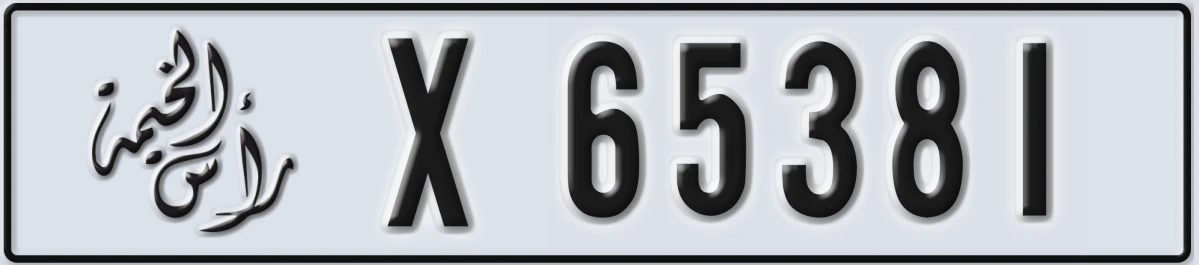 UAE License Plate Ras Al Khaimah X 65381