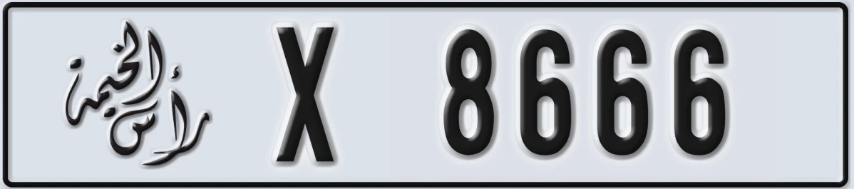 UAE License Plate Ras Al Khaimah X 8666