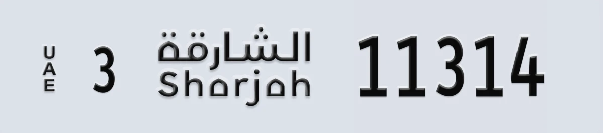 UAE License Plate Sharjah 3 11314