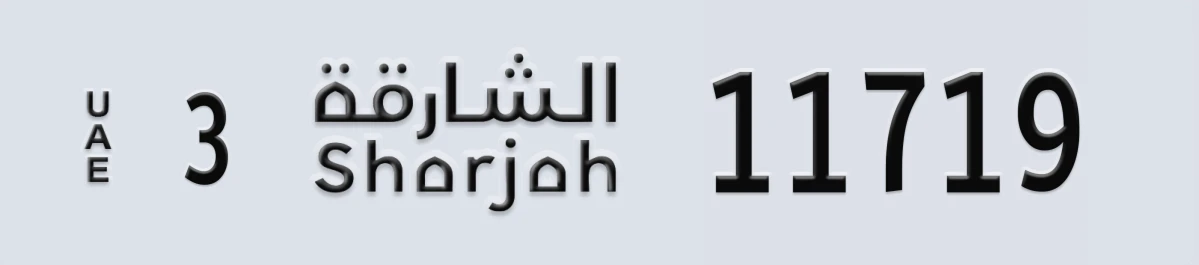 UAE License Plate Sharjah 3 11719