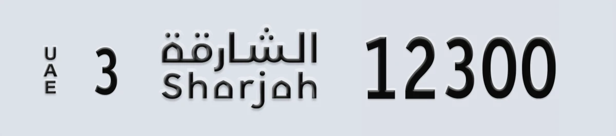 UAE License Plate Sharjah 3 12300