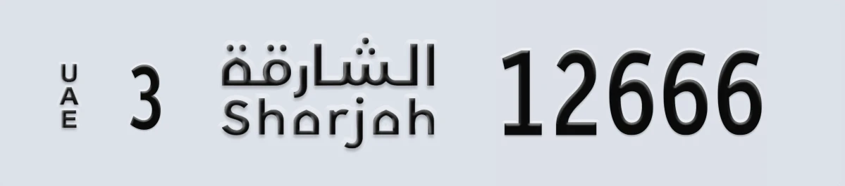 UAE License Plate Sharjah 3 12666