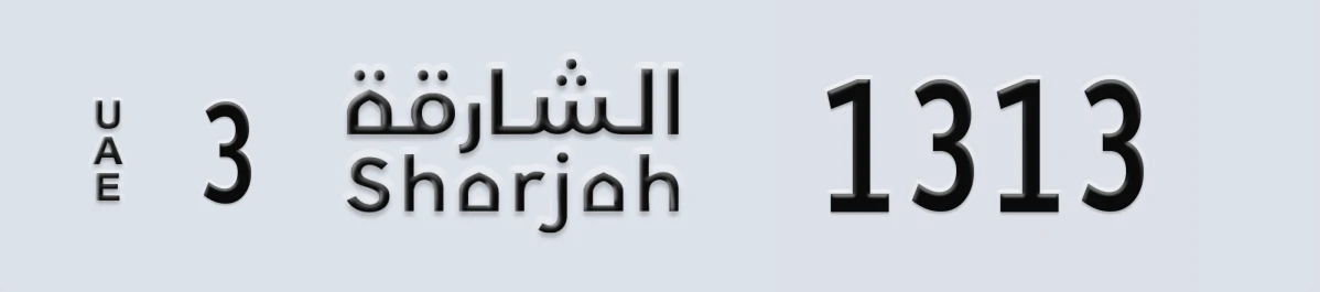 UAE License Plate Sharjah 3 1313