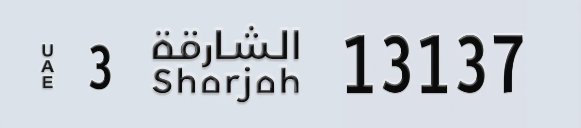 UAE License Plate Sharjah 3 13137