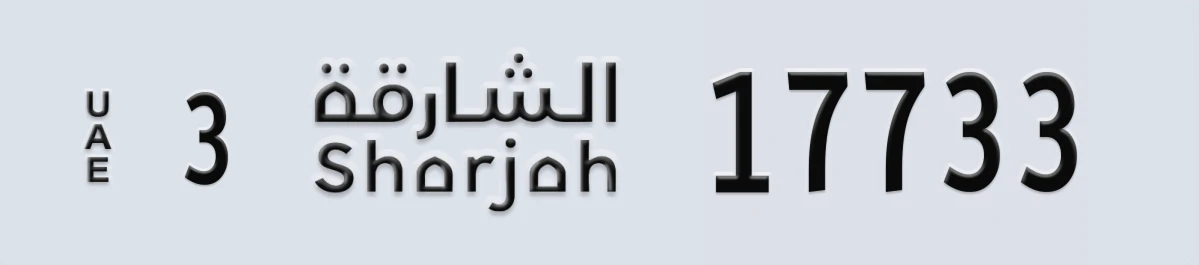 UAE License Plate Sharjah 3 17733