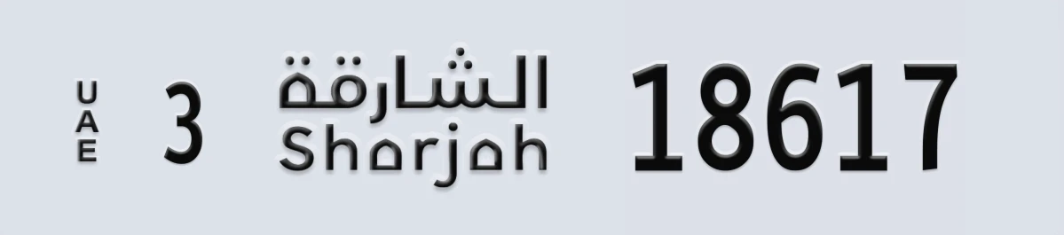 UAE License Plate Sharjah 3 18617
