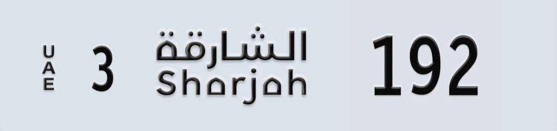 UAE License Plate Sharjah 3 192X