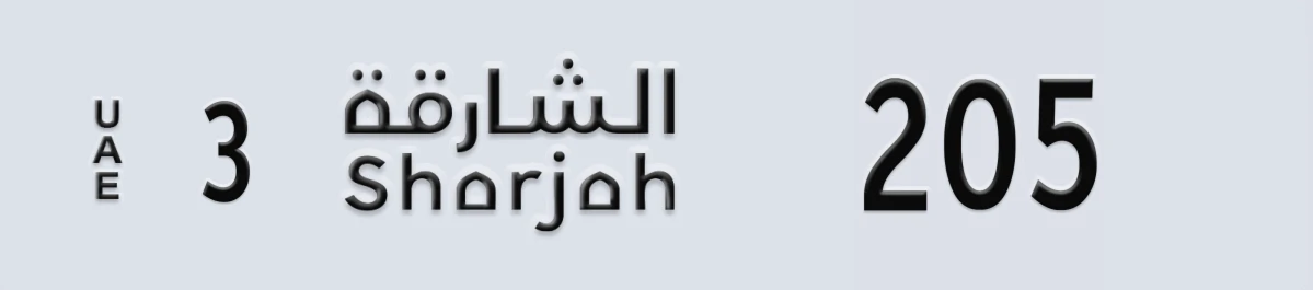 UAE License Plate Sharjah 3 205