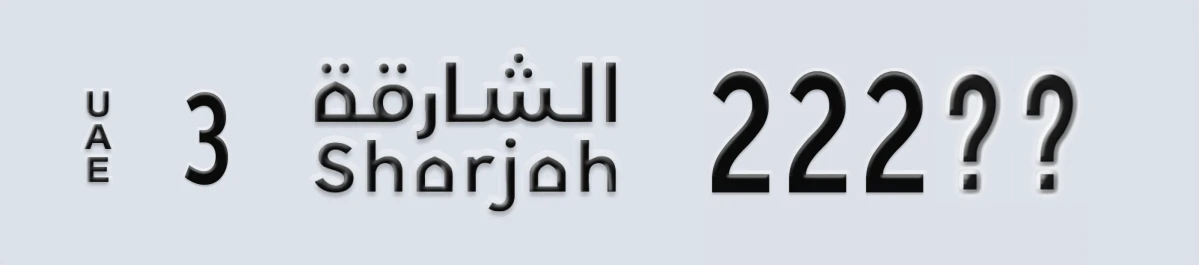 UAE License Plate Sharjah 3 222XX