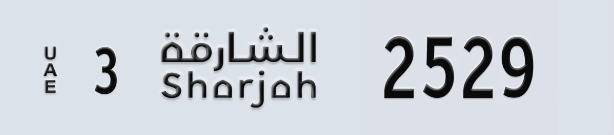 UAE License Plate Sharjah 3 2529