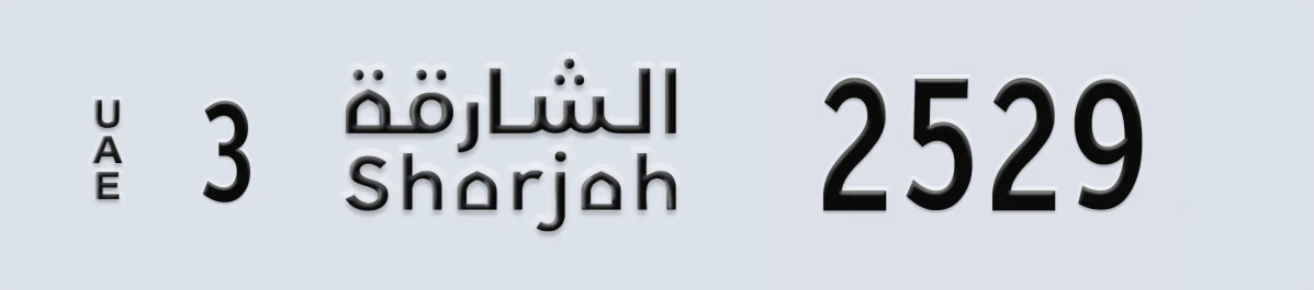 UAE License Plate Sharjah 3 2529