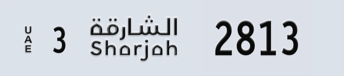 UAE License Plate Sharjah 3 2813