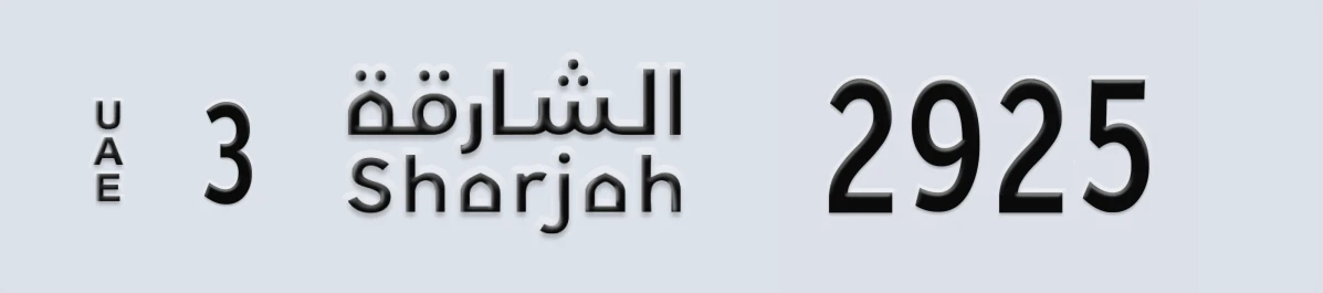 UAE License Plate Sharjah 3 2925