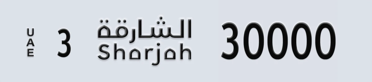 UAE License Plate Sharjah 3 30000