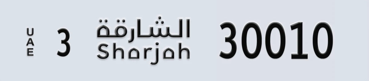 UAE License Plate Sharjah 3 30010