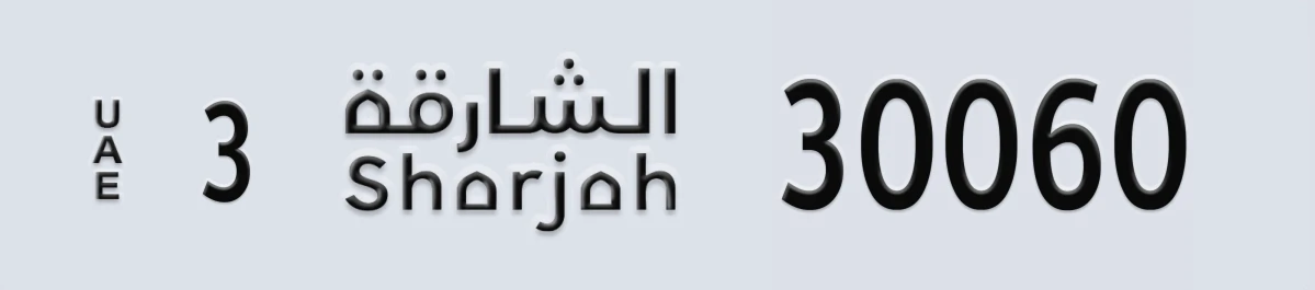 UAE License Plate Sharjah 3 30060