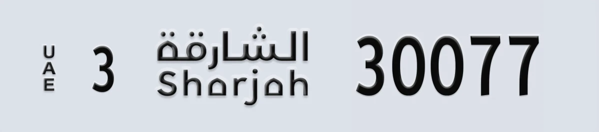 UAE License Plate Sharjah 3 30077