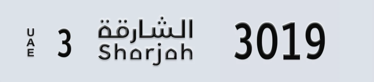 UAE License Plate Sharjah 3 3019