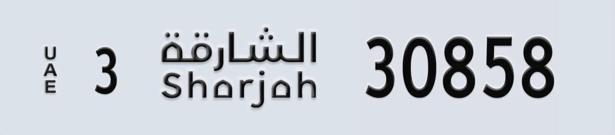 UAE License Plate Sharjah 3 30858