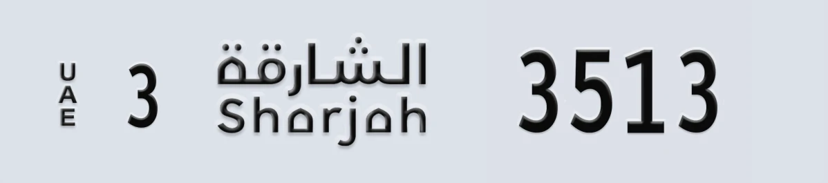 UAE License Plate Sharjah 3 3513