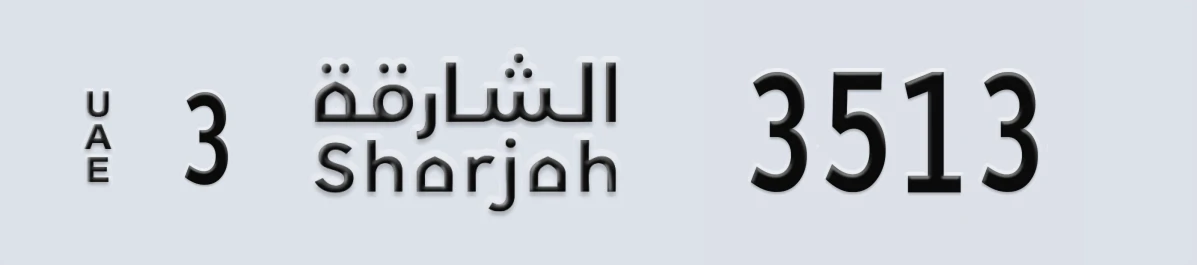 UAE License Plate Sharjah 3 3513