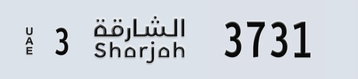 UAE License Plate Sharjah 3 3731