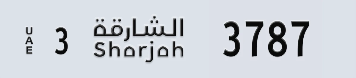 UAE License Plate Sharjah 3 3787