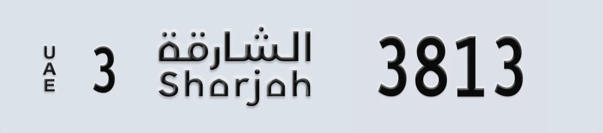 UAE License Plate Sharjah 3 3813