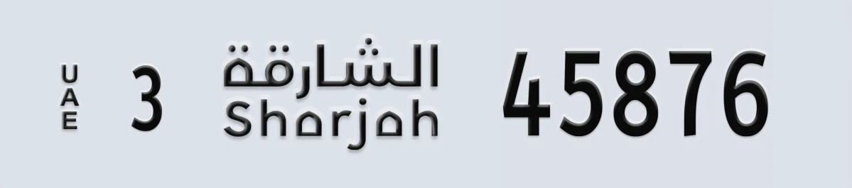 UAE License Plate Sharjah 3 45876