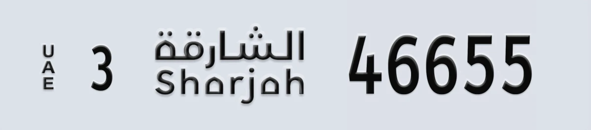 UAE License Plate Sharjah 3 46655