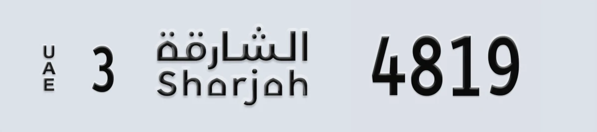 UAE License Plate Sharjah 3 4819