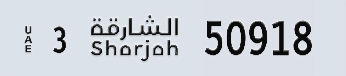 UAE License Plate Sharjah 3 50918
