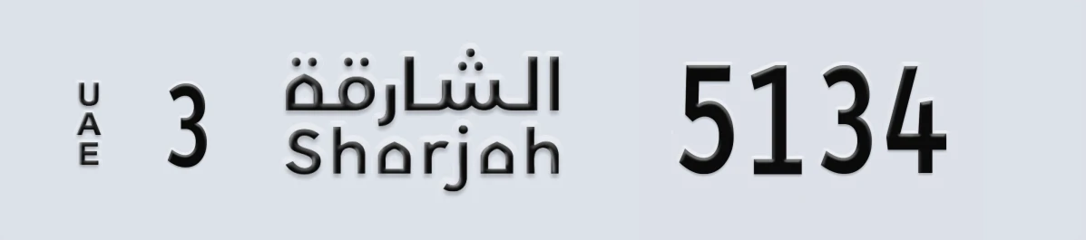 UAE License Plate Sharjah 3 5134