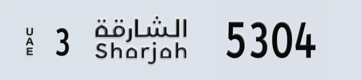 UAE License Plate Sharjah 3 5304