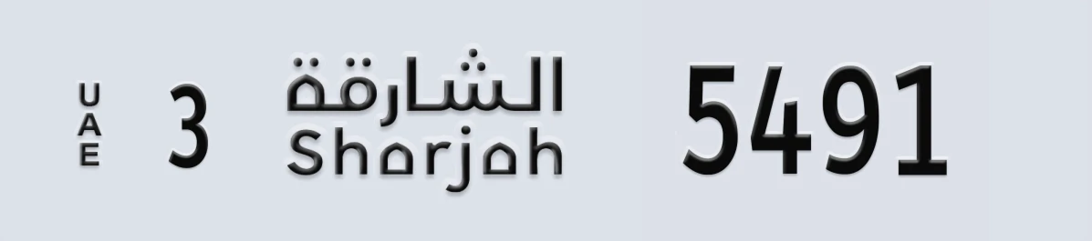 UAE License Plate Sharjah 3 5491