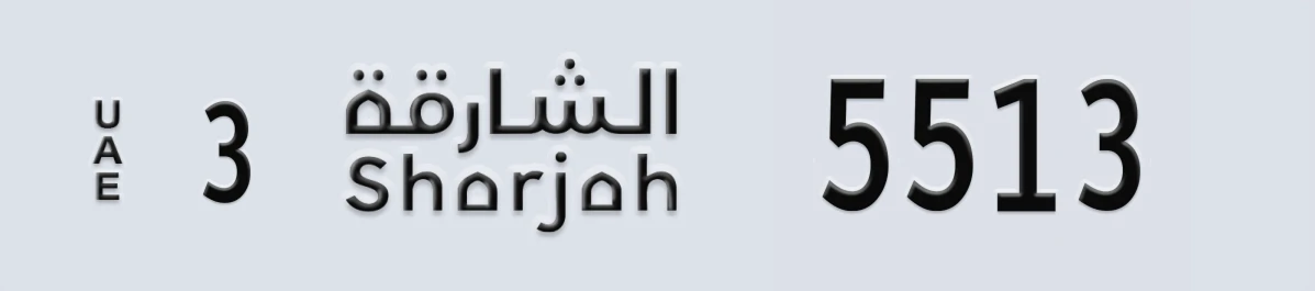 UAE License Plate Sharjah 3 5513