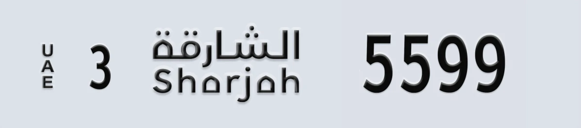 UAE License Plate Sharjah 3 5599