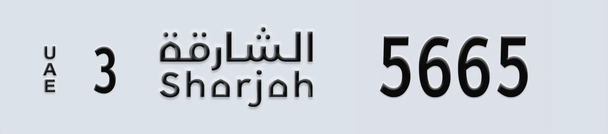 UAE License Plate Sharjah 3 5665