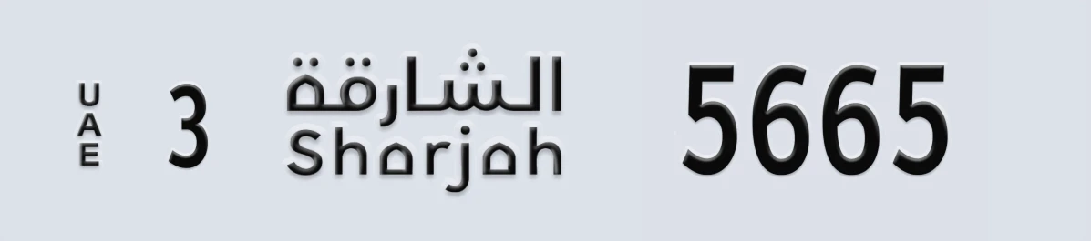 UAE License Plate Sharjah 3 5665