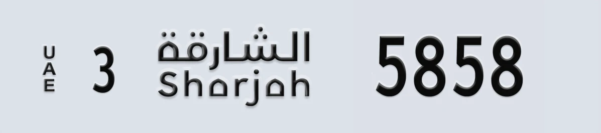 UAE License Plate Sharjah 3 5858