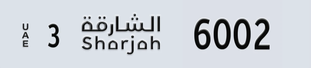 UAE License Plate Sharjah 3 6002