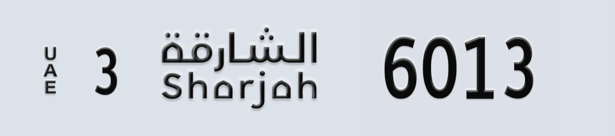 UAE License Plate Sharjah 3 6013