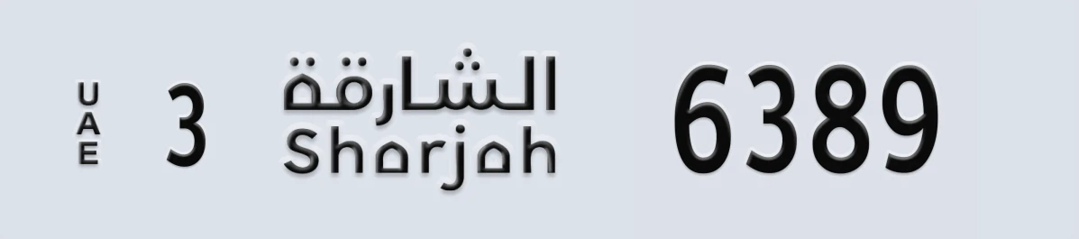 UAE License Plate Sharjah 3 6389