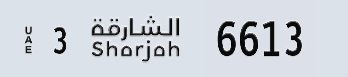 UAE License Plate Sharjah 3 6613