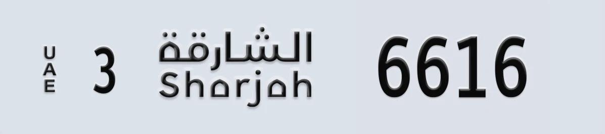 UAE License Plate Sharjah 3 6616