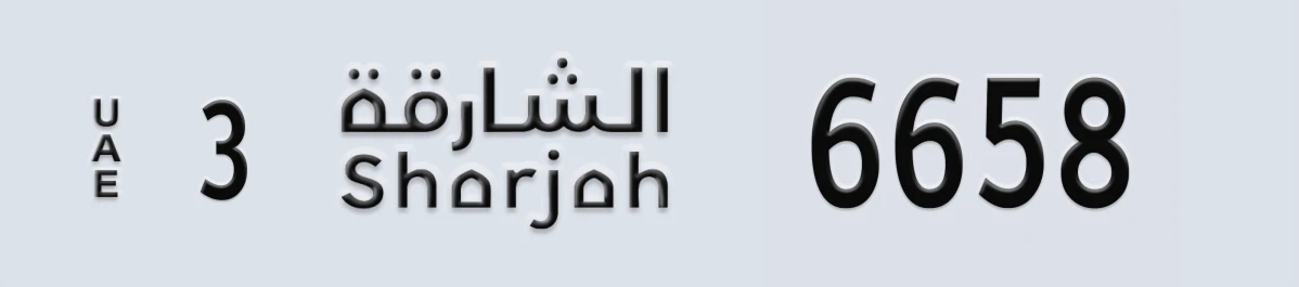 UAE License Plate Sharjah 3 6658