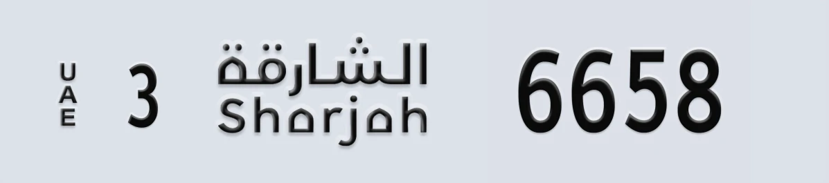 UAE License Plate Sharjah 3 6658