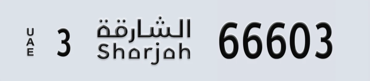 UAE License Plate Sharjah 3 66603