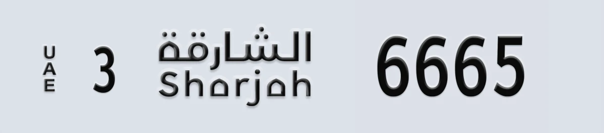 UAE License Plate Sharjah 3 6665