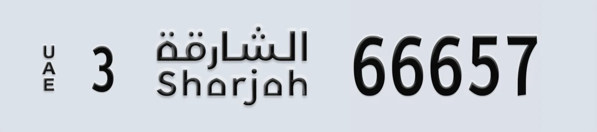 لوحة ترخيص الإمارات العربية المتحدة Sharjah 3 66657